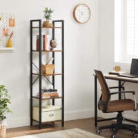 Bücherregal Standregal 5-Ebenen Stahl Braun Schwarz