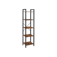 Bücherregal Standregal 5-Ebenen Stahl Braun Schwarz