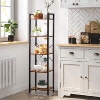 Bücherregal Standregal 5-Ebenen Stahl Braun Schwarz