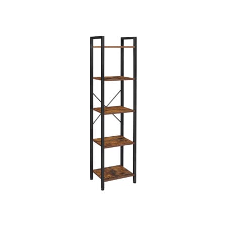 Bücherregal Standregal 5-Ebenen Stahl Braun Schwarz