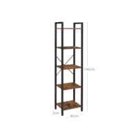 Bücherregal Standregal 5-Ebenen Stahl Braun Schwarz
