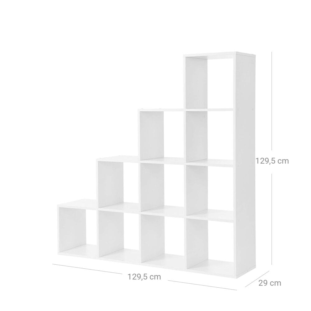 Bücherregal Aufbewahrungsregal mit 10 Würfeln freistehend.