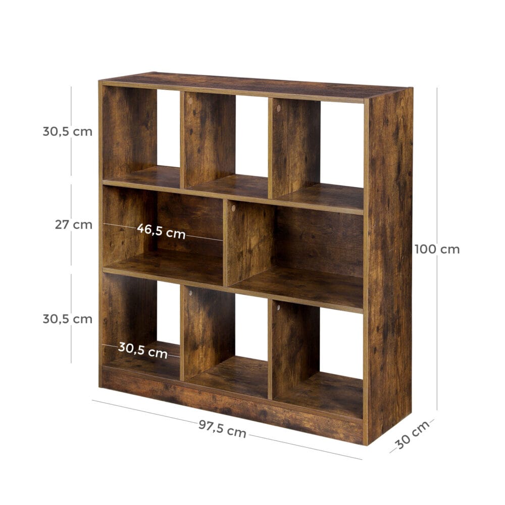 Bücherregal freistehend Standregal Holz Rustikal Braun