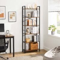 Bücherregal Regal Standregal Stahlrahmen Braun Schwarz