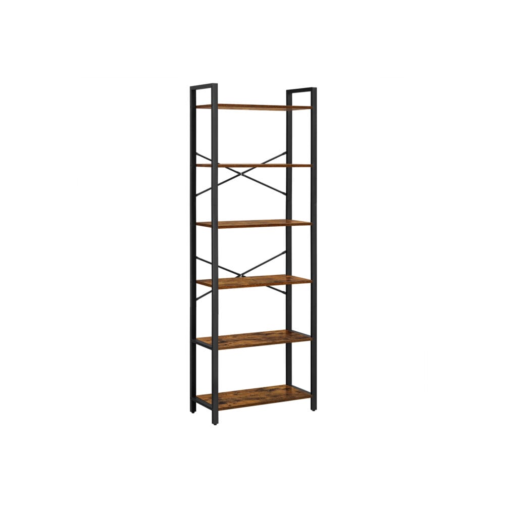 Bücherregal Regal Standregal Stahlrahmen Braun Schwarz