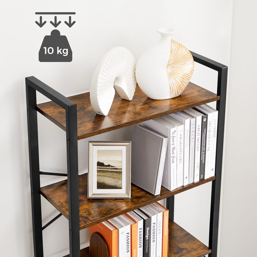 Bücherregal Regal Standregal Stahlrahmen Braun Schwarz