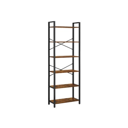 Bücherregal Regal Standregal Stahlrahmen Braun Schwarz