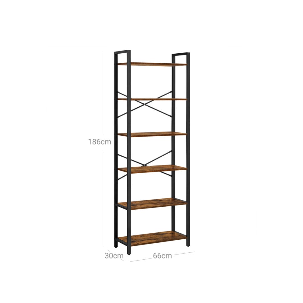 Bücherregal Regal Standregal Stahlrahmen Braun Schwarz