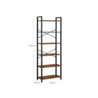 Bücherregal Regal Standregal Stahlrahmen Braun Schwarz