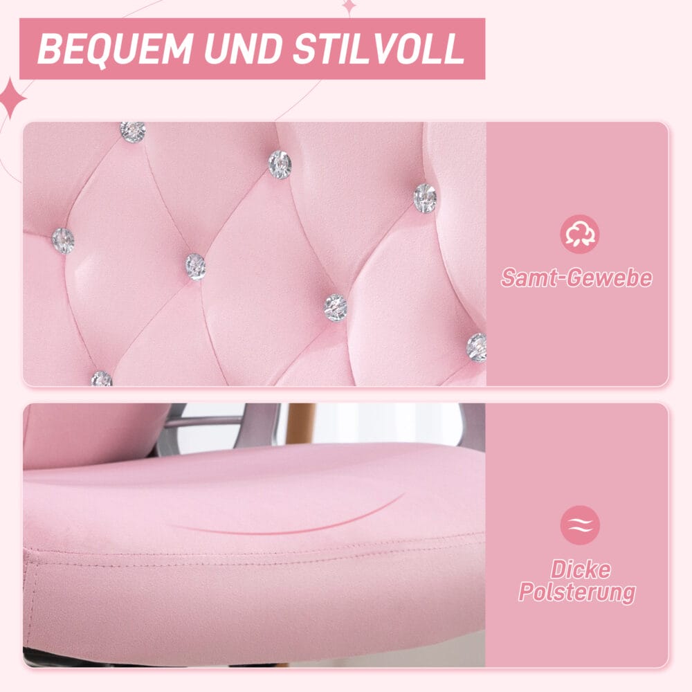Bürostuhl 120kg höhenverstellbar ergonomisch Rosa – Produktfoto zeigt modernes Design, hochwertige Materialien und funktionale Eigenschaften ideal für Wohn- oder Arbeitsbereiche. Perfekt als Einrichtungsinspiration oder zur Produktpräsentation in einem Onlineshop.