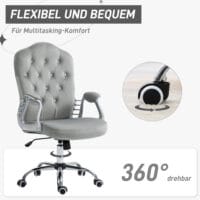 Bürostuhl 120kg höhenverstellbar Kunstleder Hellgrau – Produktfoto zeigt modernes Design, hochwertige Materialien und funktionale Eigenschaften ideal für Wohn- oder Arbeitsbereiche. Perfekt als Einrichtungsinspiration oder zur Produktpräsentation in einem Onlineshop.