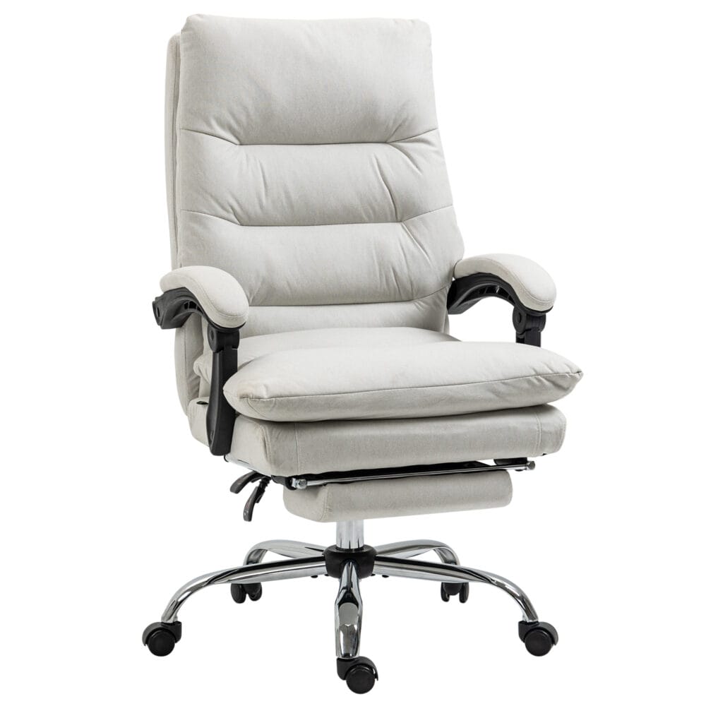Bürostuhl 135° neigbar Massagefunktion 120kg Cremeweiss – Produktfoto zeigt modernes Design, hochwertige Materialien und funktionale Eigenschaften ideal für Wohn- oder Arbeitsbereiche. Perfekt als Einrichtungsinspiration oder zur Produktpräsentation in einem Onlineshop.