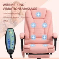 Bürostuhl mit 7-Punkt-Massage & Liegefunktion ergonomisch bis 120kg Rosa – Produktfoto zeigt modernes Design, hochwertige Materialien und funktionale Eigenschaften ideal für Wohn- oder Arbeitsbereiche. Perfekt als Einrichtungsinspiration oder zur Produktpräsentation in einem Onlineshop.