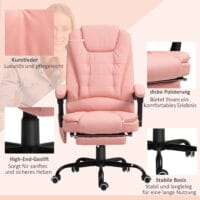 Bürostuhl mit 7-Punkt-Massage & Liegefunktion ergonomisch bis 120kg Rosa – Produktfoto zeigt modernes Design, hochwertige Materialien und funktionale Eigenschaften ideal für Wohn- oder Arbeitsbereiche. Perfekt als Einrichtungsinspiration oder zur Produktpräsentation in einem Onlineshop.