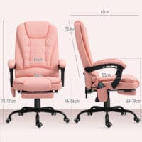 Bürostuhl mit 7-Punkt-Massage & Liegefunktion ergonomisch bis 120kg Rosa – Produktfoto zeigt modernes Design, hochwertige Materialien und funktionale Eigenschaften ideal für Wohn- oder Arbeitsbereiche. Perfekt als Einrichtungsinspiration oder zur Produktpräsentation in einem Onlineshop.