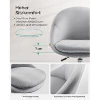 Bürostuhl Chefsessel Retro höhenverstellbar Stoff Grau