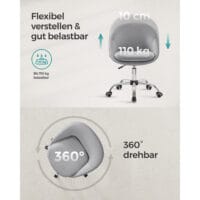 Bürostuhl Chefsessel Retro höhenverstellbar Stoff Grau