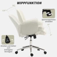 Bürostuhl ergonomisch höhenverstellbar mit Wippfunktion bis 120kg Cremeweiss – Produktfoto zeigt modernes Design, hochwertige Materialien und funktionale Eigenschaften ideal für Wohn- oder Arbeitsbereiche. Perfekt als Einrichtungsinspiration oder zur Produktpräsentation in einem Onlineshop.