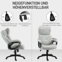 Bürostuhl ergonomisch mit Wippfunktion bis 120kg belastbar Hellgrau – Produktfoto zeigt modernes Design, hochwertige Materialien und funktionale Eigenschaften ideal für Wohn- oder Arbeitsbereiche. Perfekt als Einrichtungsinspiration oder zur Produktpräsentation in einem Onlineshop.