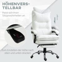 Bürostuhl mit Fussstütze & ultrabequeme Rückenlehne Weiss - Ergonomischer Bürostuhl mit Fussstütze, für maximalen Komfort.