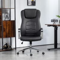 Bürostuhl gepolstert mit Kipp- & Liegefunktion höhenverstellbar bis 120kg Schwarz – Produktfoto zeigt modernes Design, hochwertige Materialien und funktionale Eigenschaften ideal für Wohn- oder Arbeitsbereiche. Perfekt als Einrichtungsinspiration oder zur Produktpräsentation in einem Onlineshop.