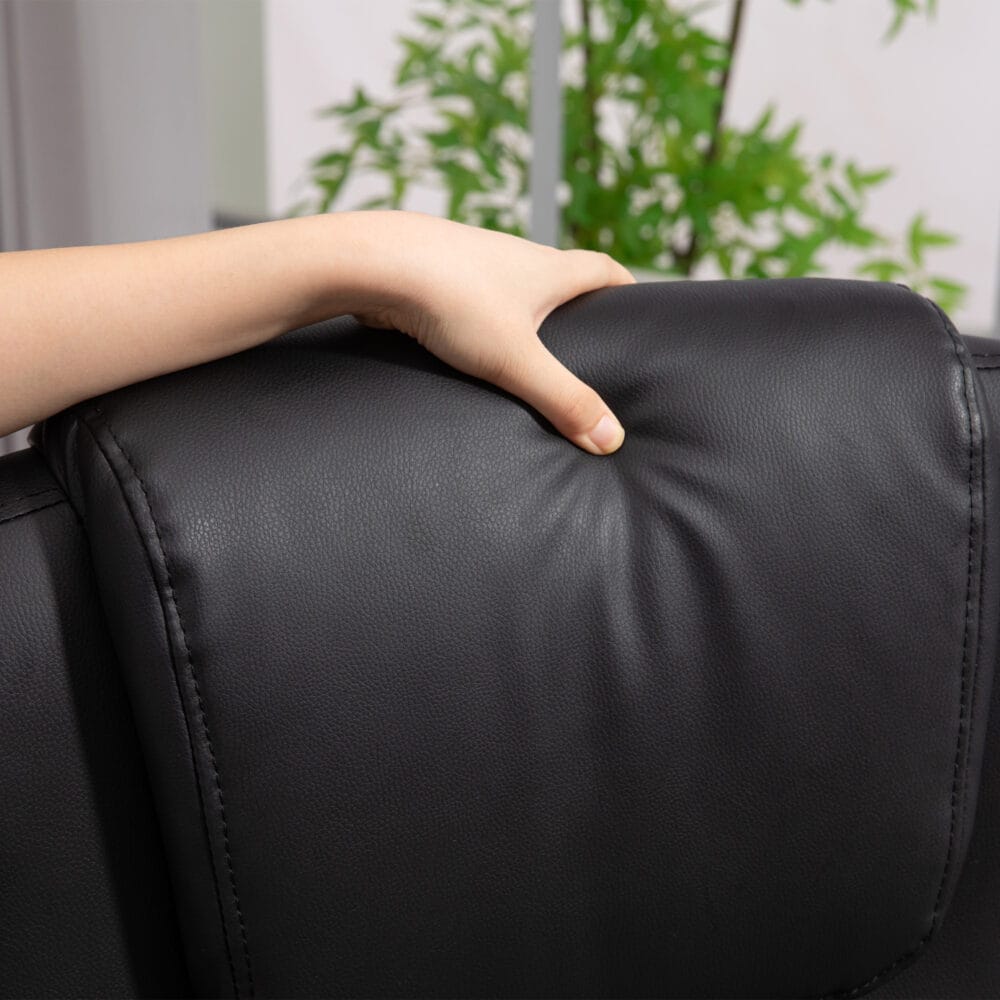 Bürostuhl gepolstert mit Kipp- & Liegefunktion höhenverstellbar bis 120kg Schwarz – Produktfoto zeigt modernes Design, hochwertige Materialien und funktionale Eigenschaften ideal für Wohn- oder Arbeitsbereiche. Perfekt als Einrichtungsinspiration oder zur Produktpräsentation in einem Onlineshop.