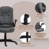 Bürostuhl höhenverstellbar ergonomisch Home-Office Dunkelgrau – Produktfoto zeigt modernes Design, hochwertige Materialien und funktionale Eigenschaften ideal für Wohn- oder Arbeitsbereiche. Perfekt als Einrichtungsinspiration oder zur Produktpräsentation in einem Onlineshop.