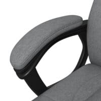 Ein grauer Bürostuhl, höhenverstellbar, ergonomisch und mit Wippfunktion.