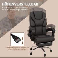 Bürostuhl höhenverstellbar mit Massagefunktion 120kg Schwarz – Produktfoto zeigt modernes Design, hochwertige Materialien und funktionale Eigenschaften ideal für Wohn- oder Arbeitsbereiche. Perfekt als Einrichtungsinspiration oder zur Produktpräsentation in einem Onlineshop.
