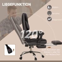 Bürostuhl höhenverstellbar mit Massagefunktion 120kg Schwarz – Produktfoto zeigt modernes Design, hochwertige Materialien und funktionale Eigenschaften ideal für Wohn- oder Arbeitsbereiche. Perfekt als Einrichtungsinspiration oder zur Produktpräsentation in einem Onlineshop.