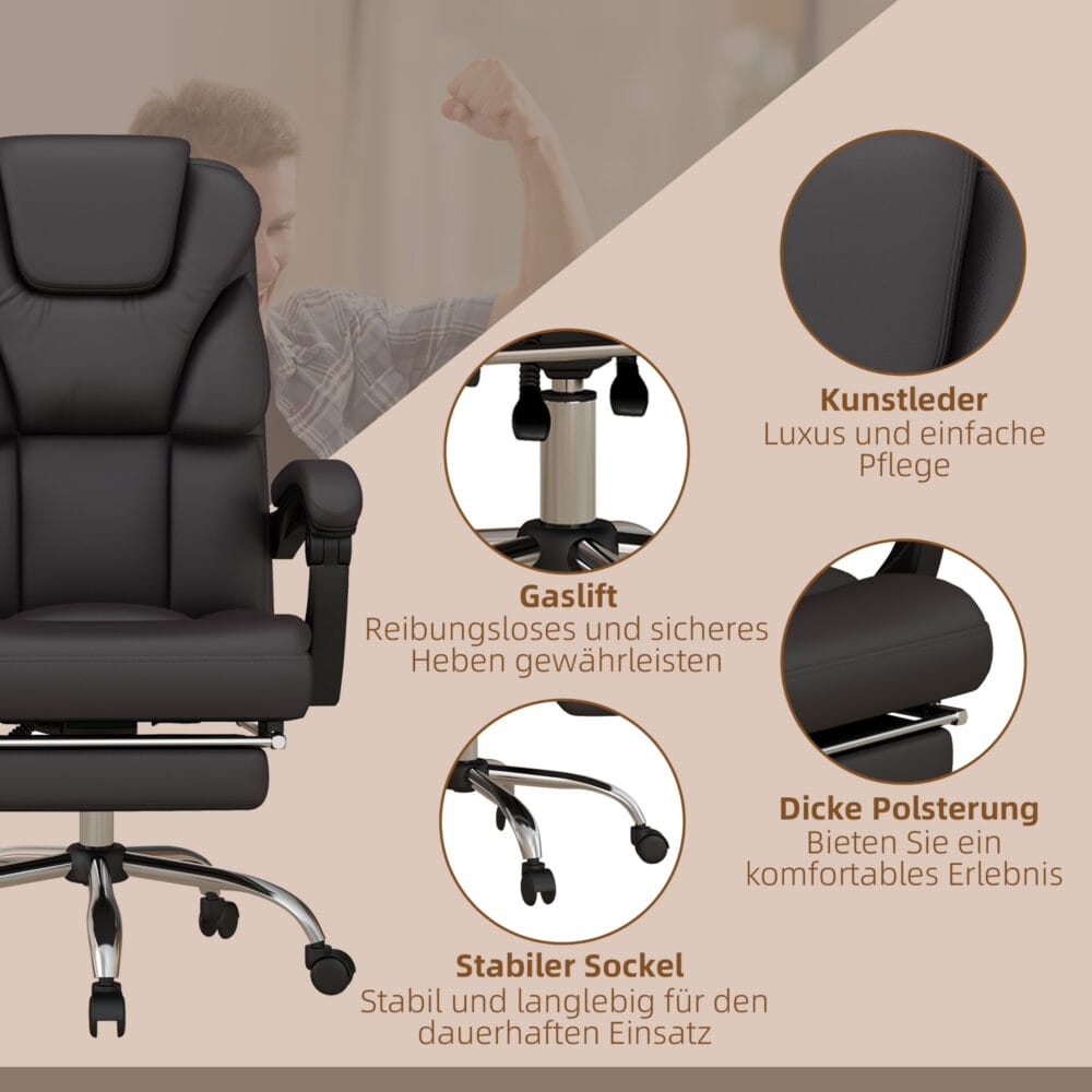 Bürostuhl höhenverstellbar mit Massagefunktion 120kg Schwarz – Produktfoto zeigt modernes Design, hochwertige Materialien und funktionale Eigenschaften ideal für Wohn- oder Arbeitsbereiche. Perfekt als Einrichtungsinspiration oder zur Produktpräsentation in einem Onlineshop.