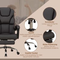 Bürostuhl höhenverstellbar mit Massagefunktion 120kg Schwarz – Produktfoto zeigt modernes Design, hochwertige Materialien und funktionale Eigenschaften ideal für Wohn- oder Arbeitsbereiche. Perfekt als Einrichtungsinspiration oder zur Produktpräsentation in einem Onlineshop.