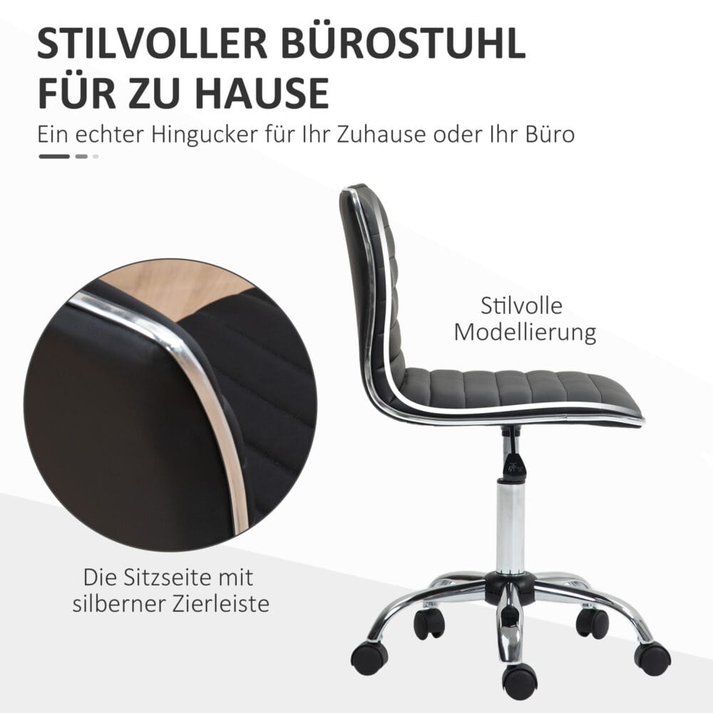 Bürostuhl höhenverstellbar mit Rollen bis 120kg belastbar Schwarz – Produktfoto zeigt modernes Design, hochwertige Materialien und funktionale Eigenschaften ideal für Wohn- oder Arbeitsbereiche. Perfekt als Einrichtungsinspiration oder zur Produktpräsentation in einem Onlineshop.