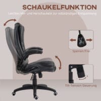 Bürostuhl höhenverstellbar Wippfunktion Home-Office Schwarz – Produktfoto zeigt modernes Design, hochwertige Materialien und funktionale Eigenschaften ideal für Wohn- oder Arbeitsbereiche. Perfekt als Einrichtungsinspiration oder zur Produktpräsentation in einem Onlineshop.