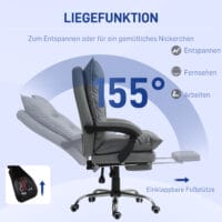 Bürostuhl Liegefunktion ergonomisch mit Fussstütze Dunkelgrau – Produktfoto zeigt modernes Design, hochwertige Materialien und funktionale Eigenschaften ideal für Wohn- oder Arbeitsbereiche. Perfekt als Einrichtungsinspiration oder zur Produktpräsentation in einem Onlineshop.