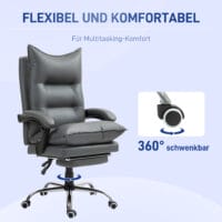 Bürostuhl Liegefunktion ergonomisch mit Fussstütze Dunkelgrau – Produktfoto zeigt modernes Design, hochwertige Materialien und funktionale Eigenschaften ideal für Wohn- oder Arbeitsbereiche. Perfekt als Einrichtungsinspiration oder zur Produktpräsentation in einem Onlineshop.