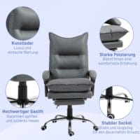 Bürostuhl Liegefunktion ergonomisch mit Fussstütze Dunkelgrau – Produktfoto zeigt modernes Design, hochwertige Materialien und funktionale Eigenschaften ideal für Wohn- oder Arbeitsbereiche. Perfekt als Einrichtungsinspiration oder zur Produktpräsentation in einem Onlineshop.