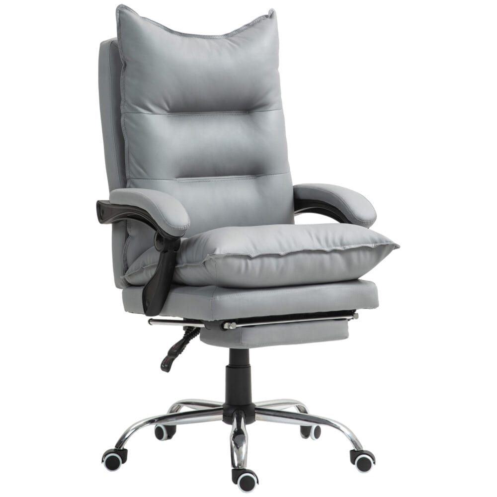 Bürostuhl Liegefunktion ergonomisch mit Fussstütze Hellgrau – Produktfoto zeigt modernes Design, hochwertige Materialien und funktionale Eigenschaften ideal für Wohn- oder Arbeitsbereiche. Perfekt als Einrichtungsinspiration oder zur Produktpräsentation in einem Onlineshop.