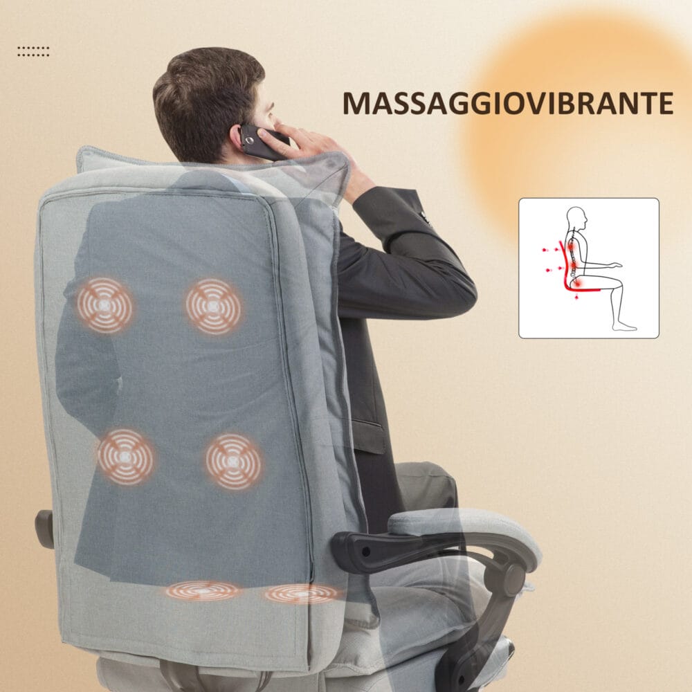Bürostuhl mit Massage- & Liegefunktion höhenverstellbar mit Fussstütze Hellgrau – Produktfoto zeigt modernes Design, hochwertige Materialien und funktionale Eigenschaften ideal für Wohn- oder Arbeitsbereiche. Perfekt als Einrichtungsinspiration oder zur Produktpräsentation in einem Onlineshop.