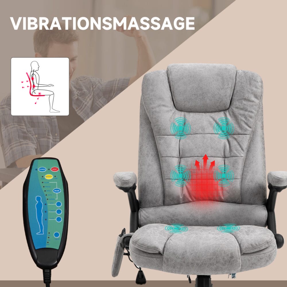 Bürostuhl Massagefunktion höhenverstellbar ergonomisch Grau – Produktfoto zeigt modernes Design, hochwertige Materialien und funktionale Eigenschaften ideal für Wohn- oder Arbeitsbereiche. Perfekt als Einrichtungsinspiration oder zur Produktpräsentation in einem Onlineshop.