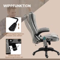 Bürostuhl Massagefunktion höhenverstellbar ergonomisch Grau – Produktfoto zeigt modernes Design, hochwertige Materialien und funktionale Eigenschaften ideal für Wohn- oder Arbeitsbereiche. Perfekt als Einrichtungsinspiration oder zur Produktpräsentation in einem Onlineshop.