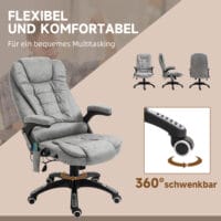 Bürostuhl Massagefunktion höhenverstellbar ergonomisch Grau – Produktfoto zeigt modernes Design, hochwertige Materialien und funktionale Eigenschaften ideal für Wohn- oder Arbeitsbereiche. Perfekt als Einrichtungsinspiration oder zur Produktpräsentation in einem Onlineshop.