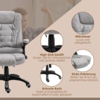 Bürostuhl Massagefunktion höhenverstellbar ergonomisch Grau – Produktfoto zeigt modernes Design, hochwertige Materialien und funktionale Eigenschaften ideal für Wohn- oder Arbeitsbereiche. Perfekt als Einrichtungsinspiration oder zur Produktpräsentation in einem Onlineshop.