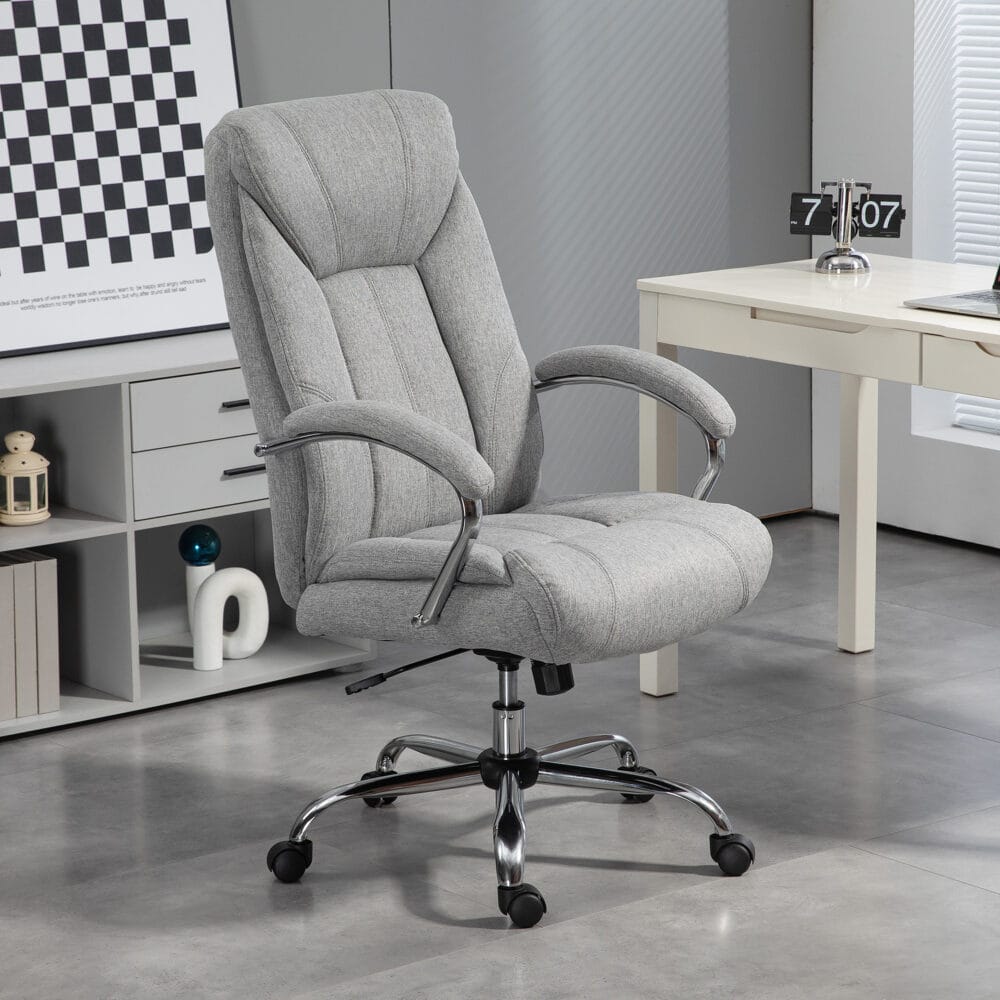 Bürostuhl mit Kopfstütze & Wippfunktion höhenverstellbar Hellgrau – Produktfoto zeigt modernes Design, hochwertige Materialien und funktionale Eigenschaften ideal für Wohn- oder Arbeitsbereiche. Perfekt als Einrichtungsinspiration oder zur Produktpräsentation in einem Onlineshop.