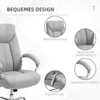 Bürostuhl mit Kopfstütze & Wippfunktion höhenverstellbar Hellgrau – Produktfoto zeigt modernes Design, hochwertige Materialien und funktionale Eigenschaften ideal für Wohn- oder Arbeitsbereiche. Perfekt als Einrichtungsinspiration oder zur Produktpräsentation in einem Onlineshop.