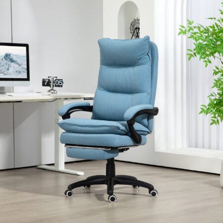 Bürostuhl mit Massagefunktion höhenverstellbar mit Fussstütze & Timer Blau – Produktfoto zeigt modernes Design, hochwertige Materialien und funktionale Eigenschaften ideal für Wohn- oder Arbeitsbereiche. Perfekt als Einrichtungsinspiration oder zur Produktpräsentation in einem Onlineshop.