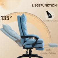 Bürostuhl mit Massagefunktion höhenverstellbar mit Fussstütze & Timer Blau – Produktfoto zeigt modernes Design, hochwertige Materialien und funktionale Eigenschaften ideal für Wohn- oder Arbeitsbereiche. Perfekt als Einrichtungsinspiration oder zur Produktpräsentation in einem Onlineshop.