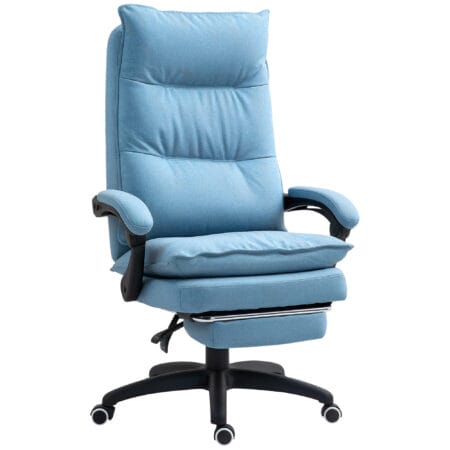 Bürostuhl mit Massagefunktion höhenverstellbar mit Fussstütze & Timer Blau – Produktfoto zeigt modernes Design, hochwertige Materialien und funktionale Eigenschaften ideal für Wohn- oder Arbeitsbereiche. Perfekt als Einrichtungsinspiration oder zur Produktpräsentation in einem Onlineshop.