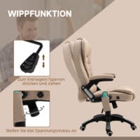 Bürostuhl mit Vibrationsmassage Heiz- & Liegefunktion ergonomisch Braun – Produktfoto zeigt modernes Design, hochwertige Materialien und funktionale Eigenschaften ideal für Wohn- oder Arbeitsbereiche. Perfekt als Einrichtungsinspiration oder zur Produktpräsentation in einem Onlineshop.