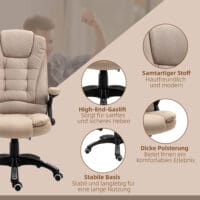 Bürostuhl mit Vibrationsmassage Heiz- & Liegefunktion ergonomisch Braun – Produktfoto zeigt modernes Design, hochwertige Materialien und funktionale Eigenschaften ideal für Wohn- oder Arbeitsbereiche. Perfekt als Einrichtungsinspiration oder zur Produktpräsentation in einem Onlineshop.
